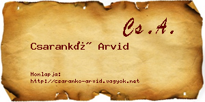Csarankó Arvid névjegykártya